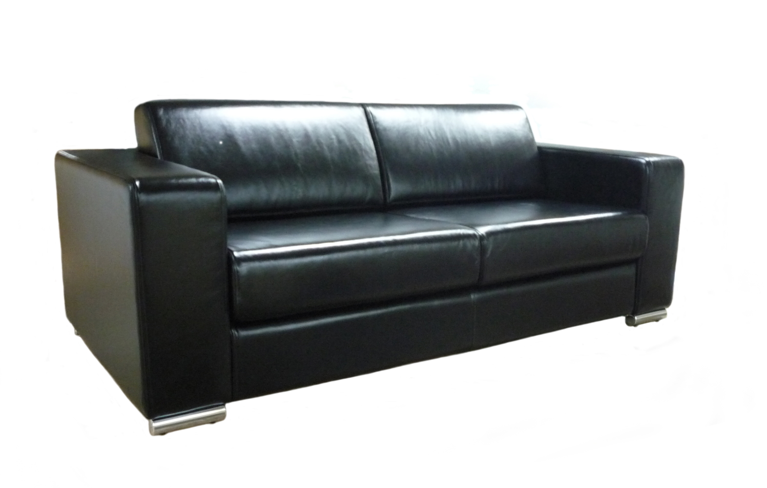 диван двухместный черный кожаный